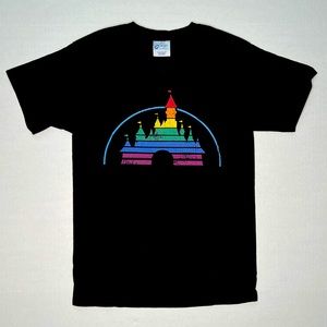 Disney castle logo pride rainbow shirt small